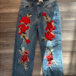 Floral jeans
